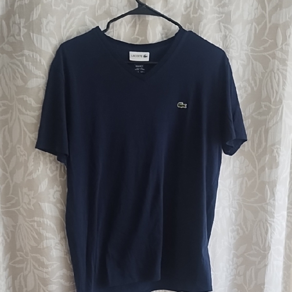 Lacoste Boys Navy Blue V-Neck Shirt